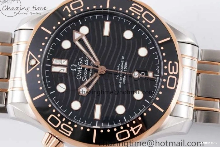 1218 UrbanChic Seamaster Diver 300M SS RG Black Ceramic Bezel JVSF 1:1 Best Edition Black Dial on SS RG Bracelet A 7786